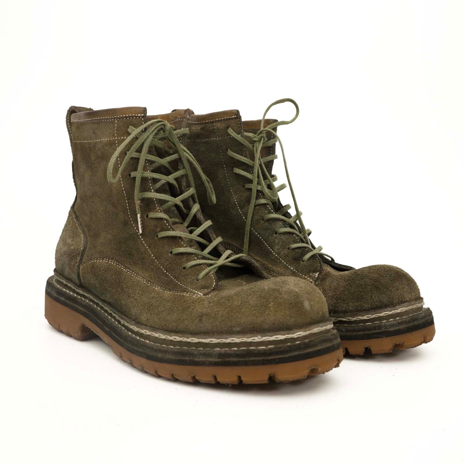 Olive Suede Lace-Up Combat Boots