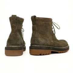 Olive Suede Lace-Up Combat Boots