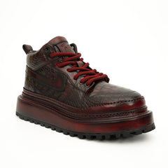 Sneakers Derby con plateau color cognac brunito