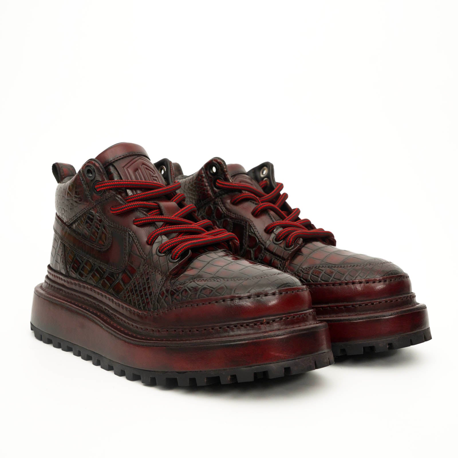Sneakers Derby con plateau color cognac brunito