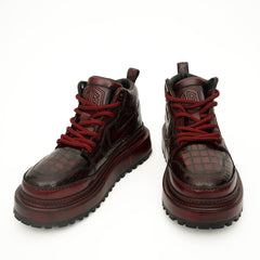 Sneakers Derby con plateau color cognac brunito