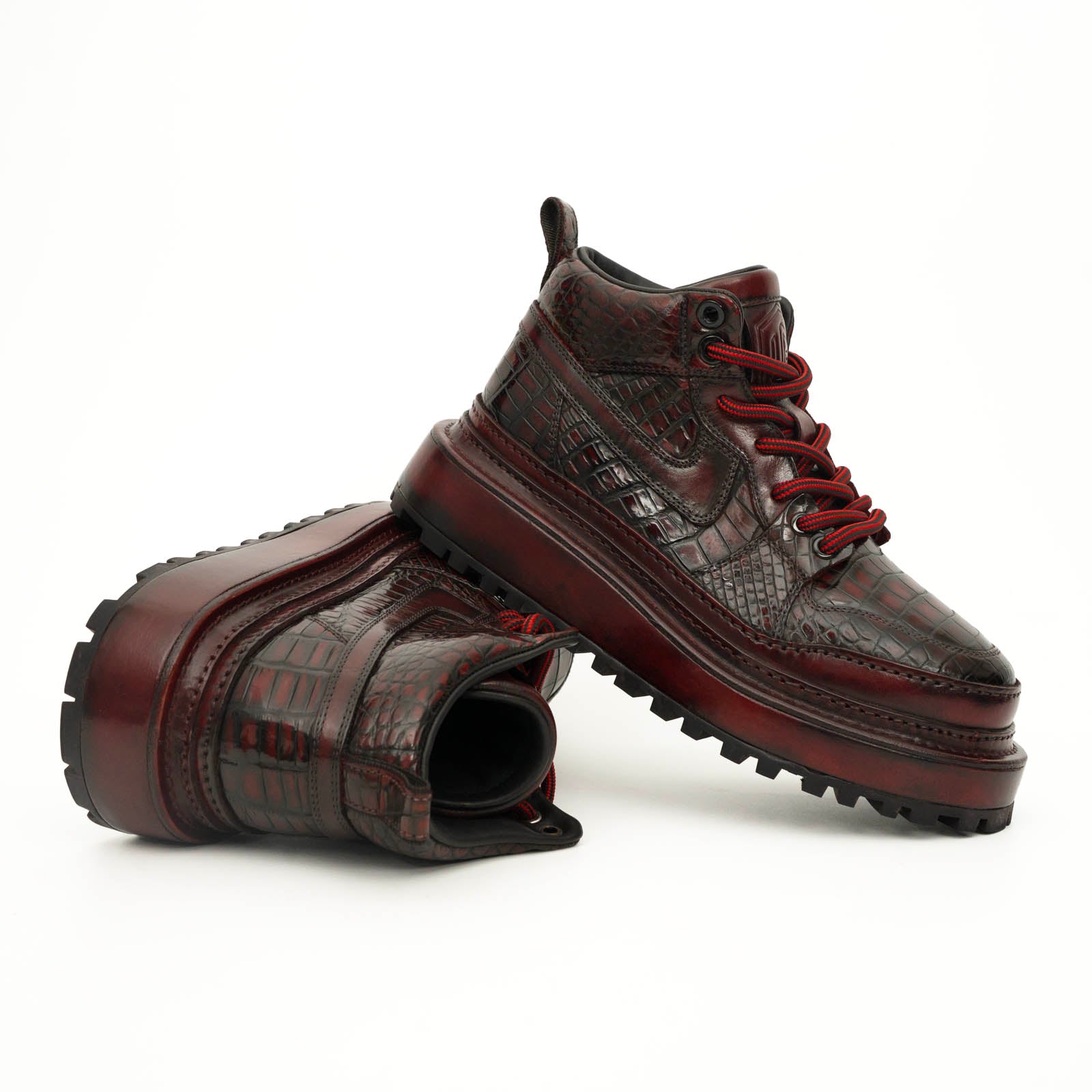 Sneakers Derby con plateau color cognac brunito