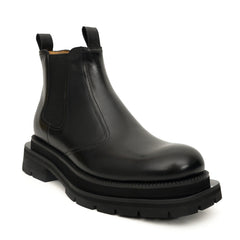 Bottines Chelsea noires à brogues avec semelle à crampons