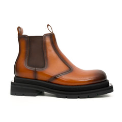 Sneakers Derby con plateau color cognac brunito