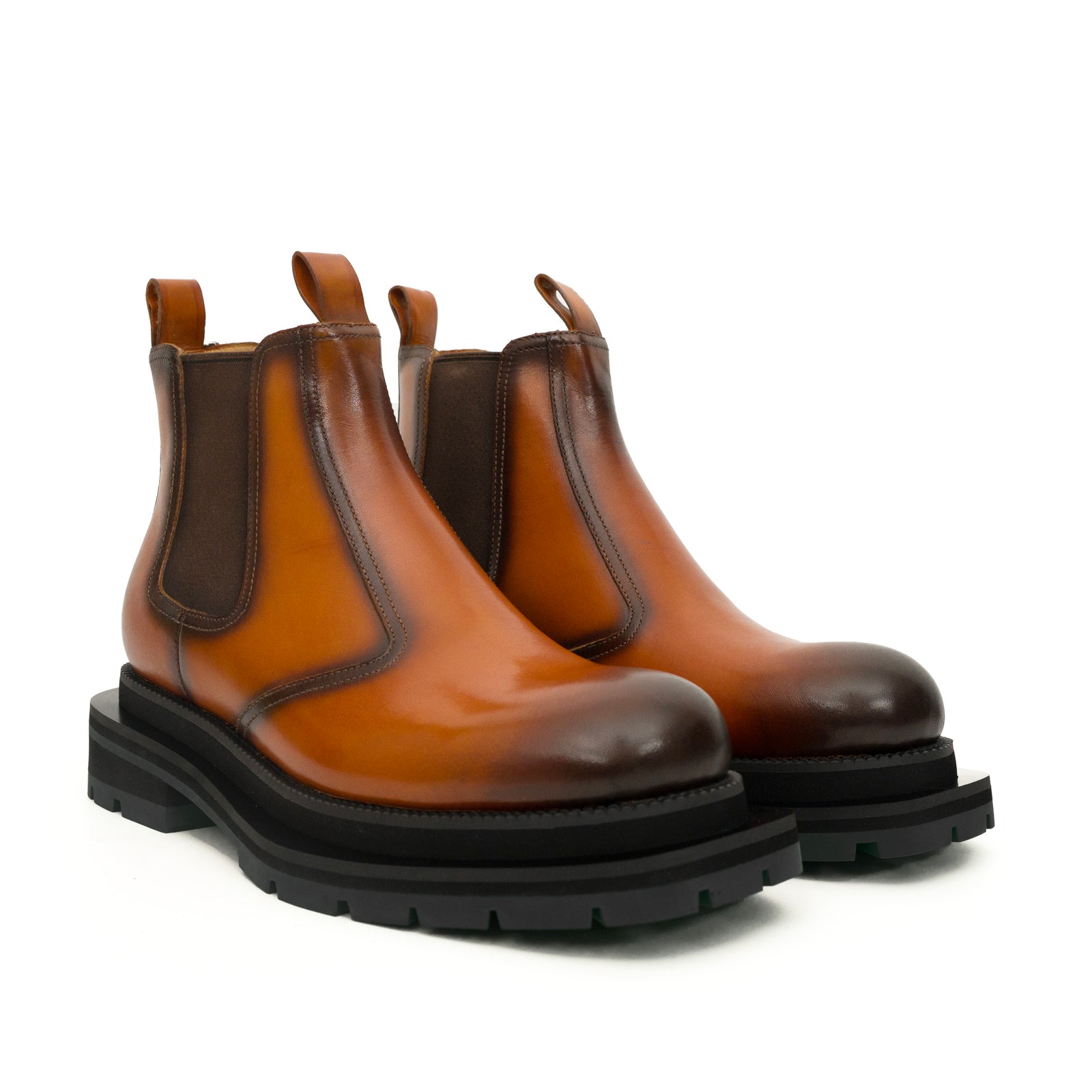 Sneakers Derby con plateau color cognac brunito