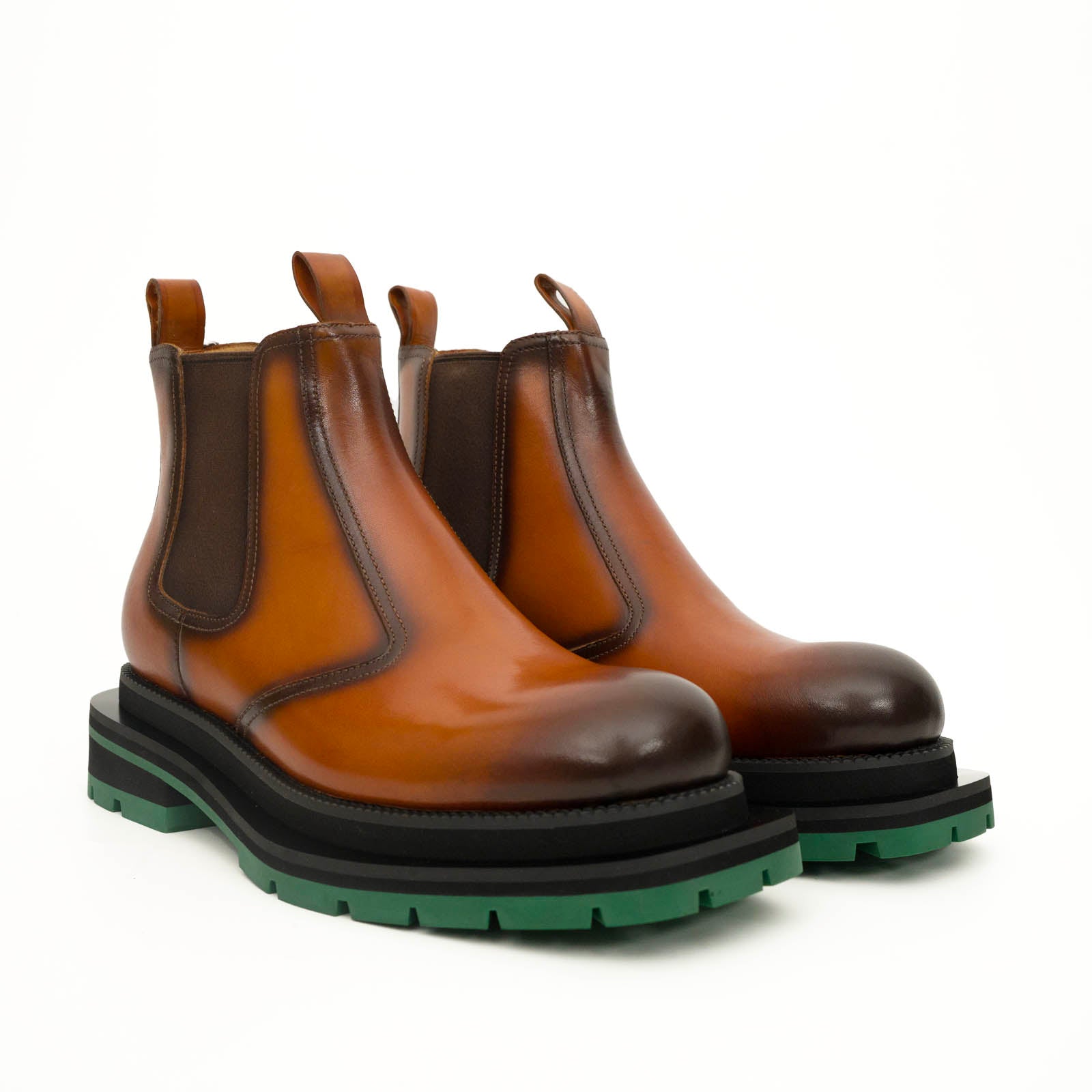 Sneakers Derby con plateau color cognac brunito