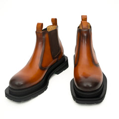Sneakers Derby con plateau color cognac brunito