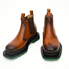 Sneakers Derby con plateau color cognac brunito