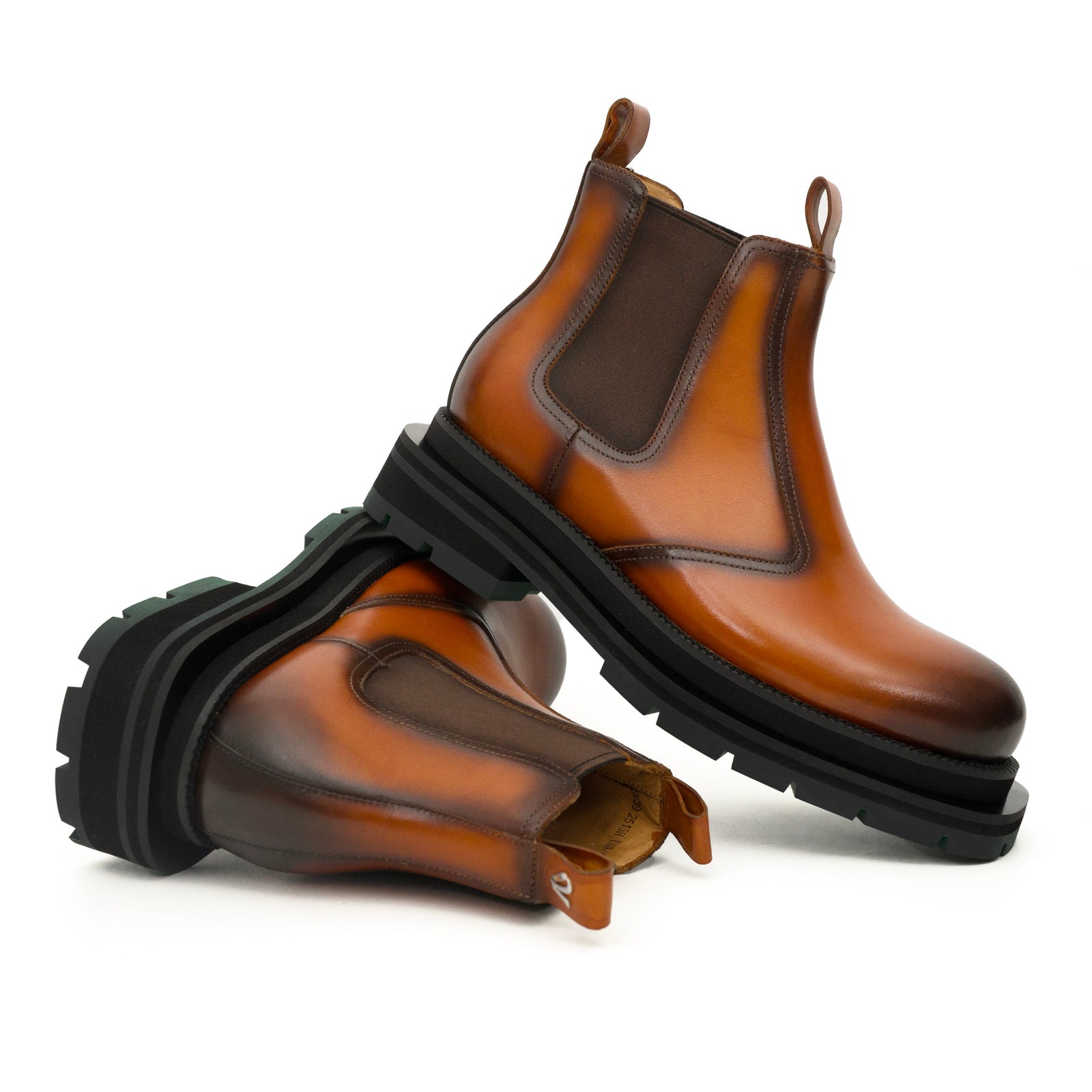 Sneakers Derby con plateau color cognac brunito