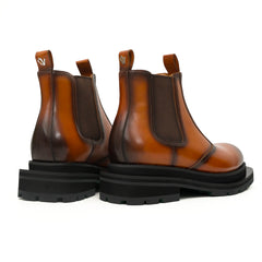 Sneakers Derby con plateau color cognac brunito