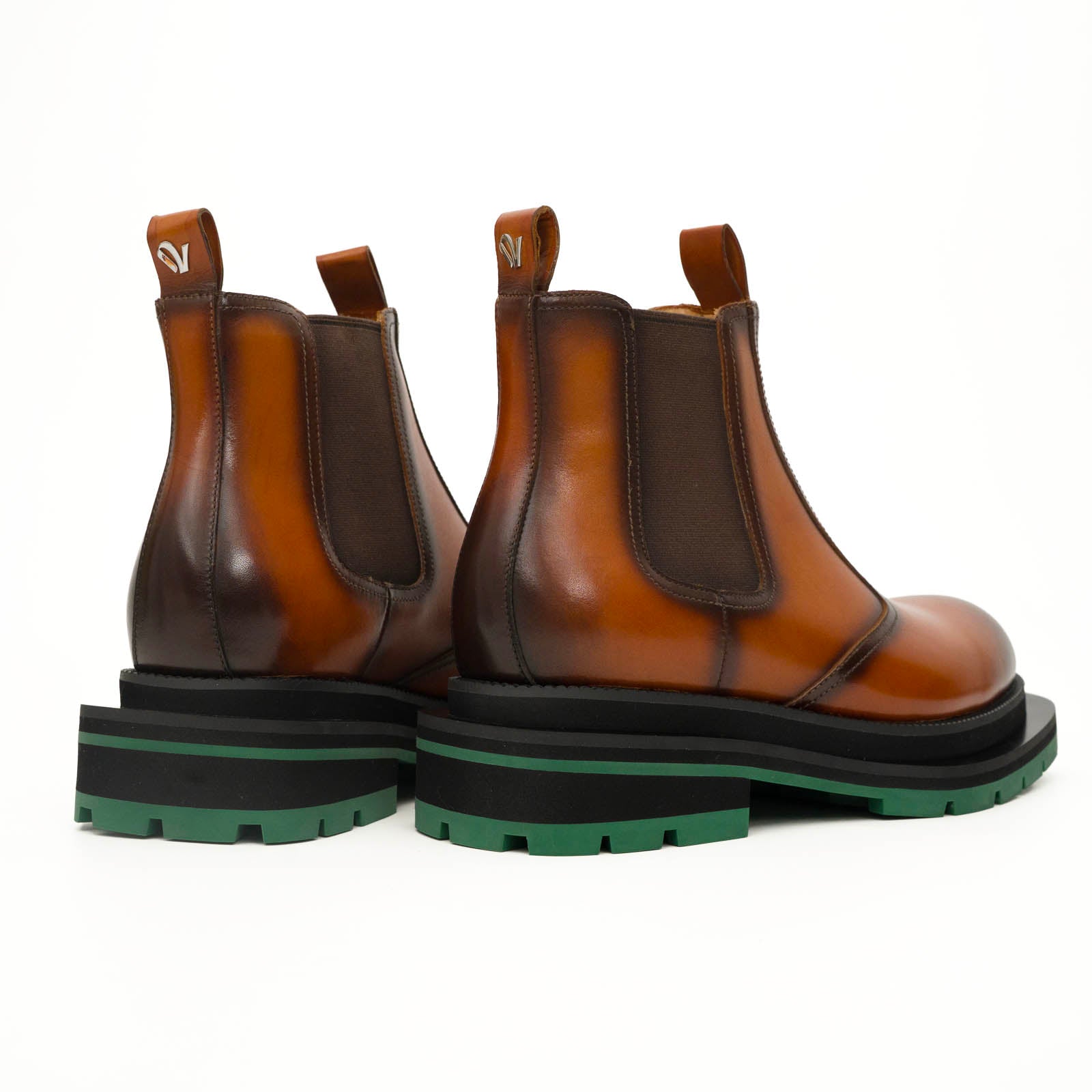 Sneakers Derby con plateau color cognac brunito