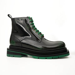 Sneakers Derby con plateau color cognac brunito