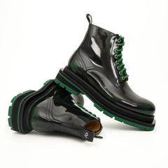 Sneakers Derby con plateau color cognac brunito