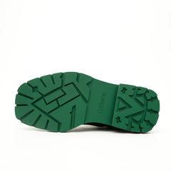 Black Buckle Boots Green Lug Sole