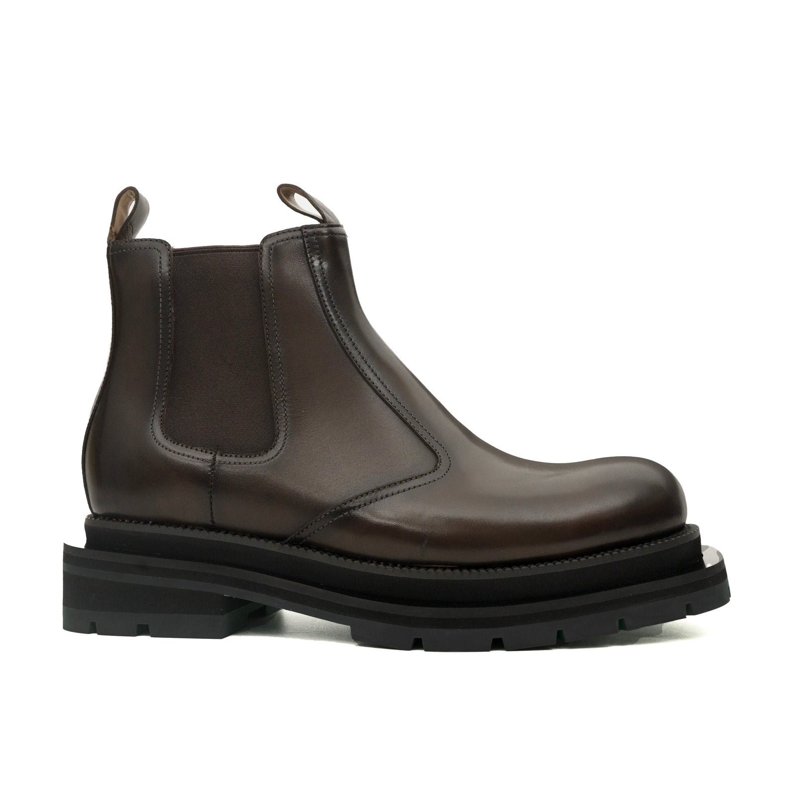 Bottines Chukka en cordovan lavé brun foncé