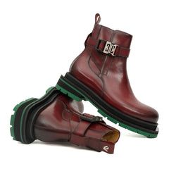 Sneakers Derby con plateau color cognac brunito