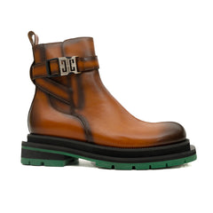 Derby-Sneaker mit polierter Cognac-Plateaufarbe