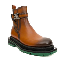 Derby-Sneaker mit polierter Cognac-Plateaufarbe