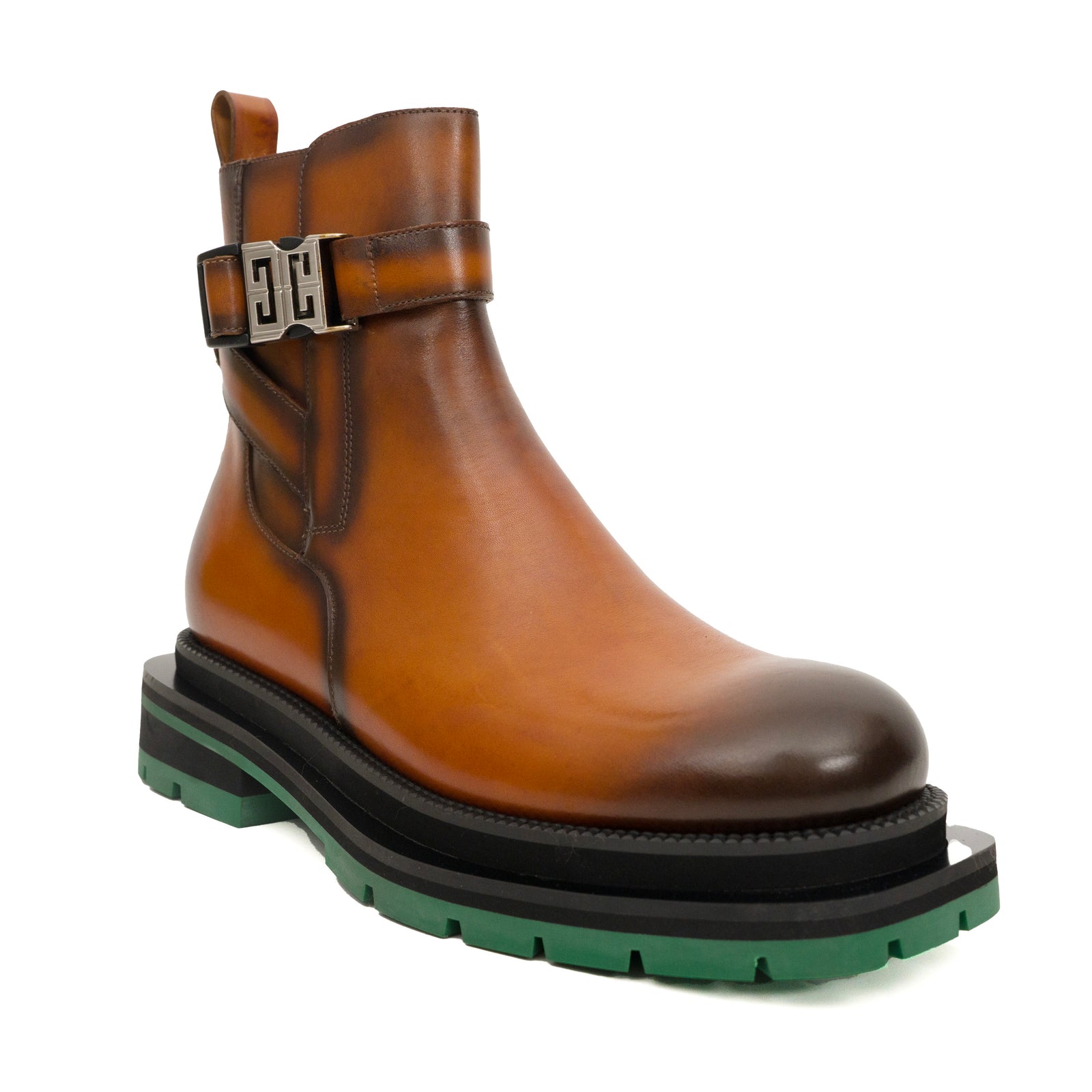 Derby-Sneaker mit polierter Cognac-Plateaufarbe