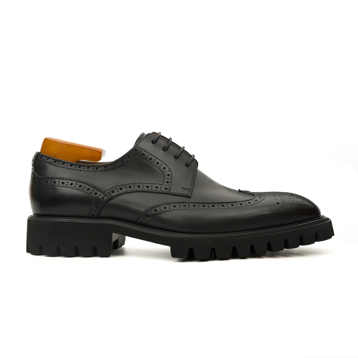Black Brogue Lug-Sole Derby