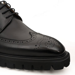 Black Brogue Lug-Sole Derby