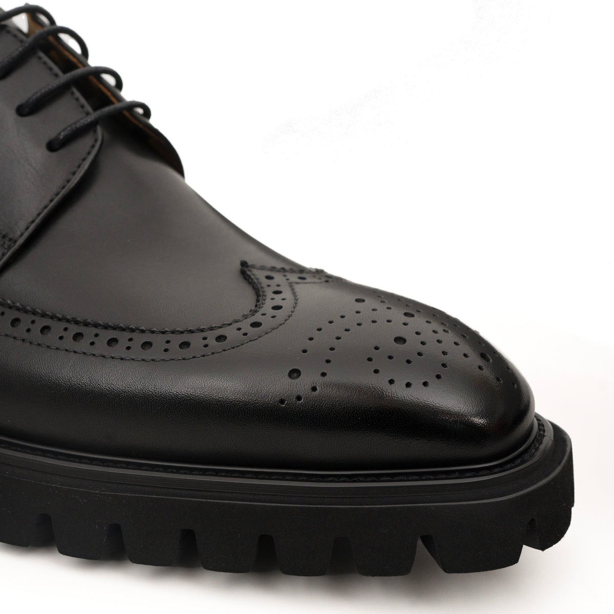 Black Brogue Lug-Sole Derby