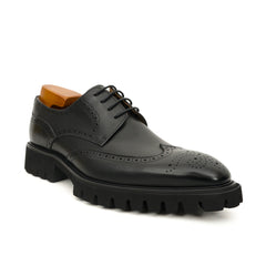 Black Brogue Lug-Sole Derby