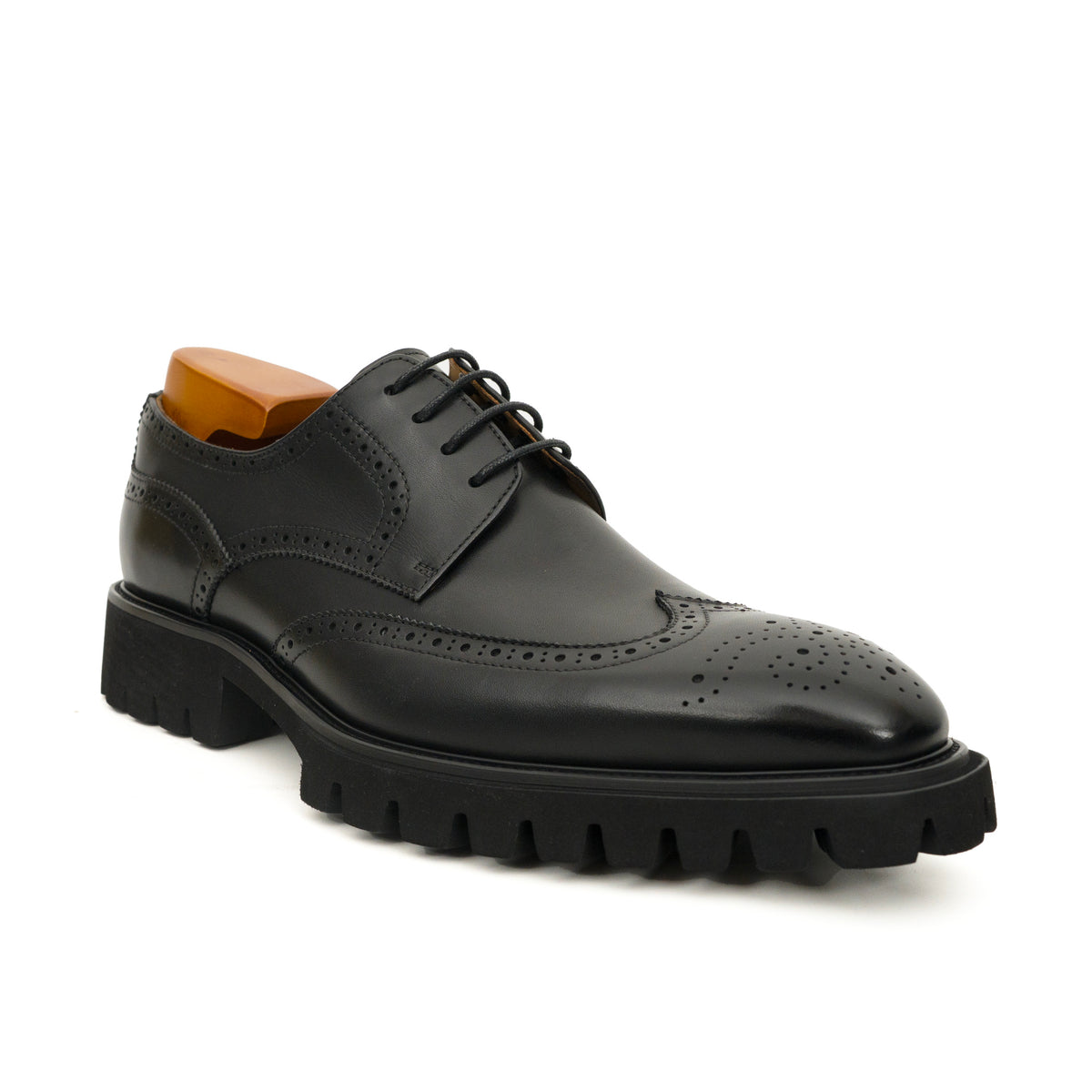 Black Brogue Lug-Sole Derby