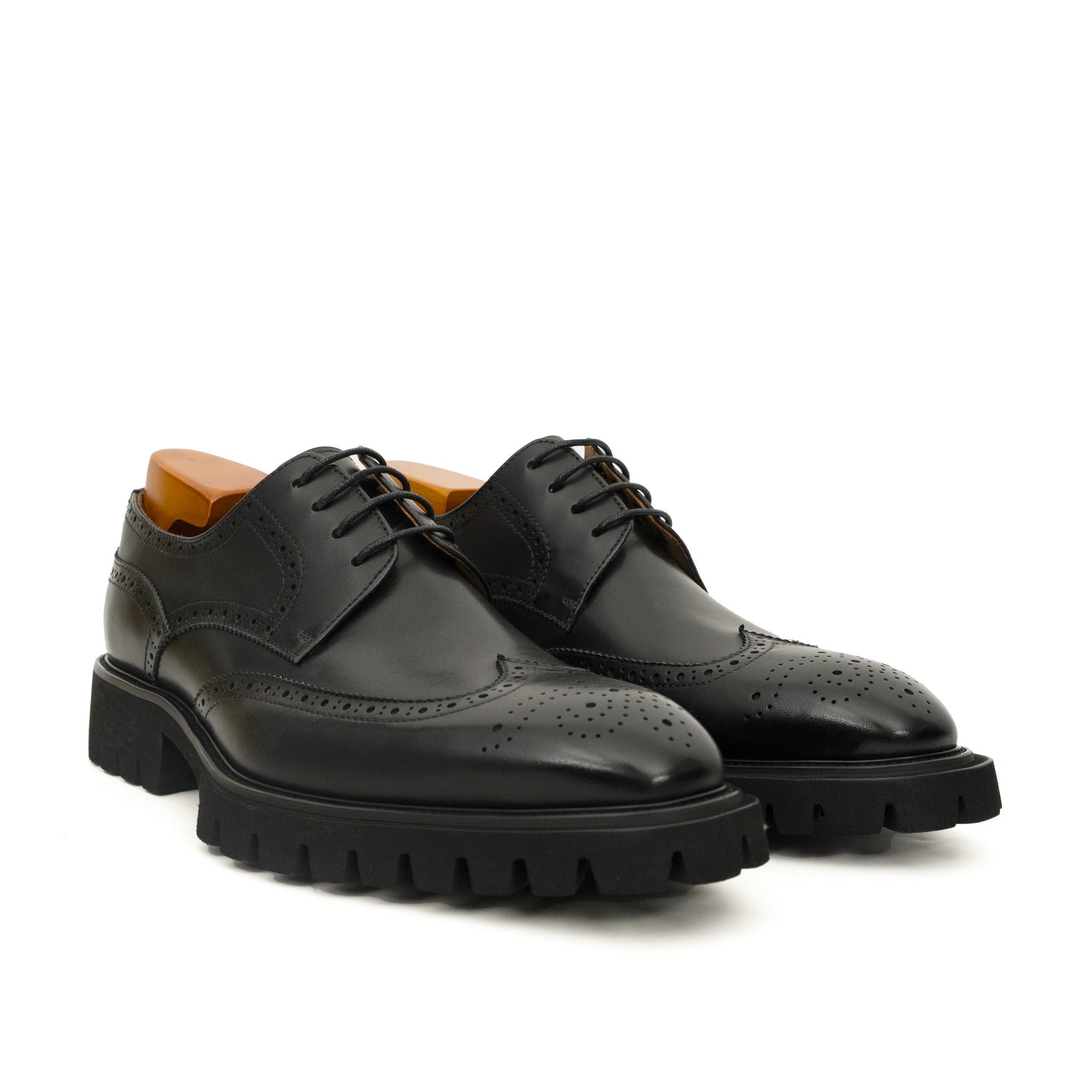 Black Brogue Lug-Sole Derby