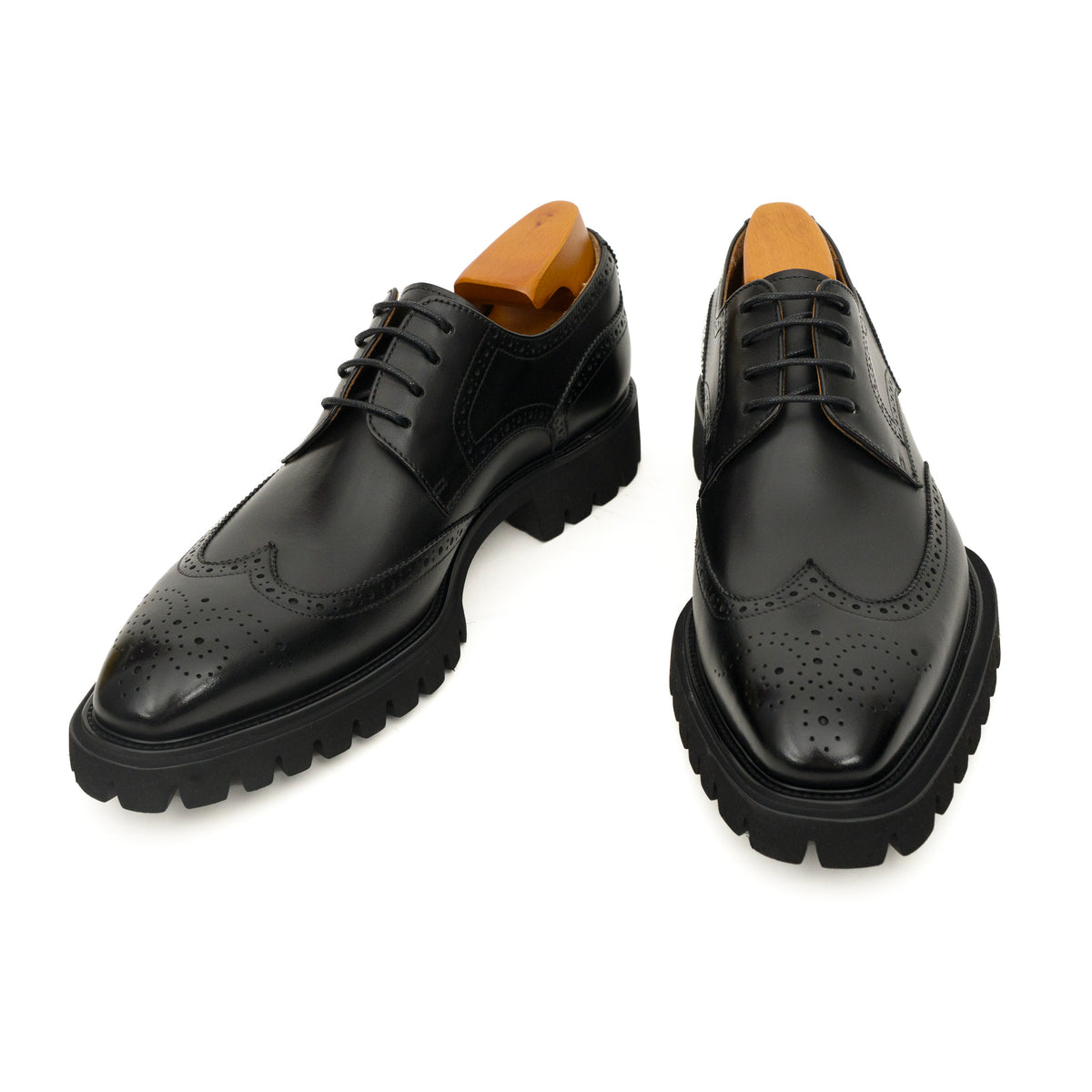 Black Brogue Lug-Sole Derby