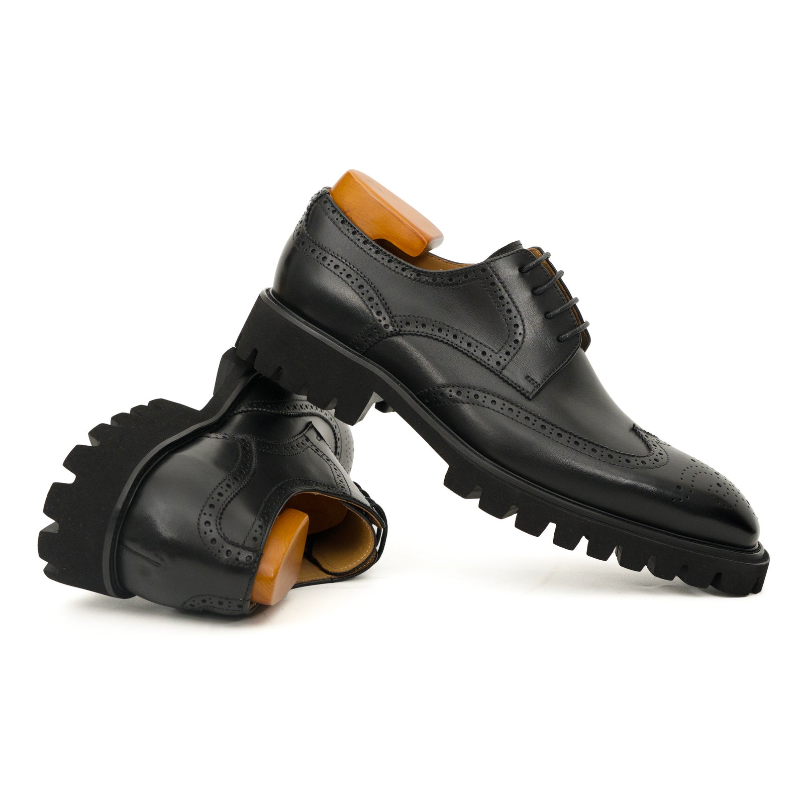 Black Brogue Lug-Sole Derby