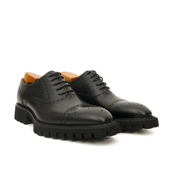 Goldbrauner glänzender Wingtip-Derby-Schuh mit Profilsohle