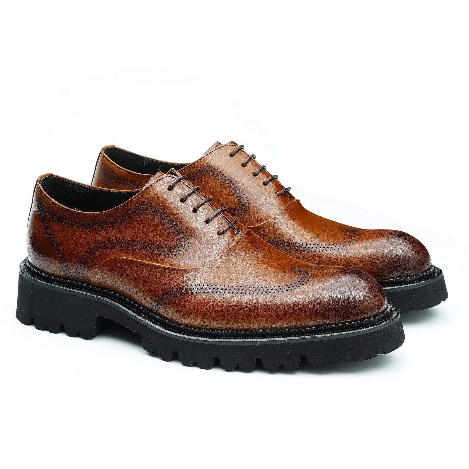 Brown thick sole oxford shoes - Divinch