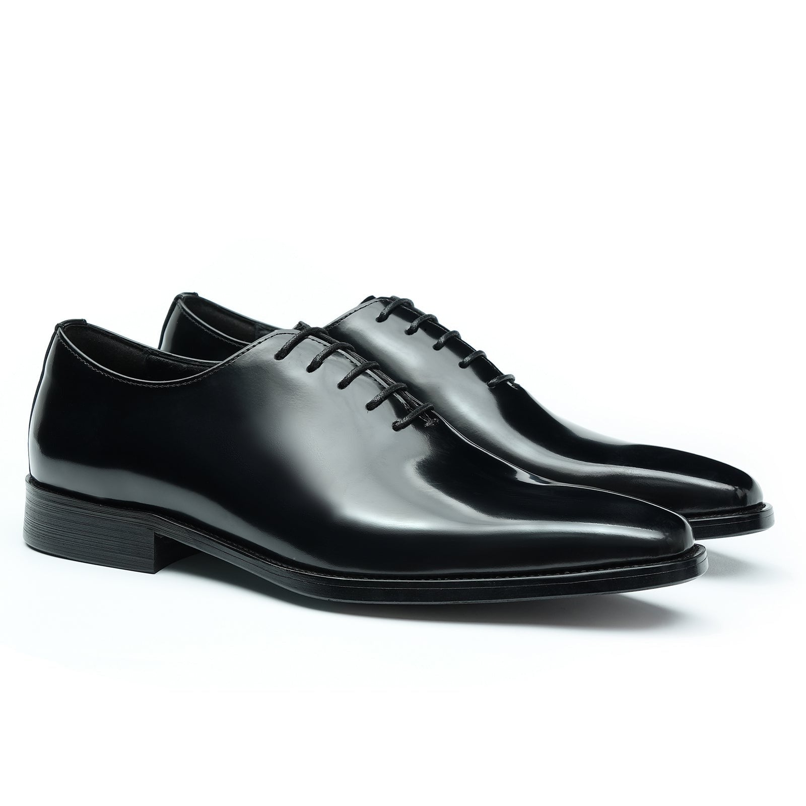 Men's genuine leather one-piece lace-up oxford shoes D96130 Black - Divinch