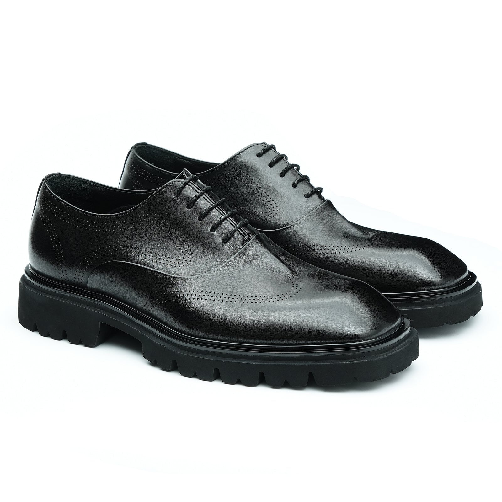 High-end color polished business formal Oxford shoes D96132 Black - Divinch