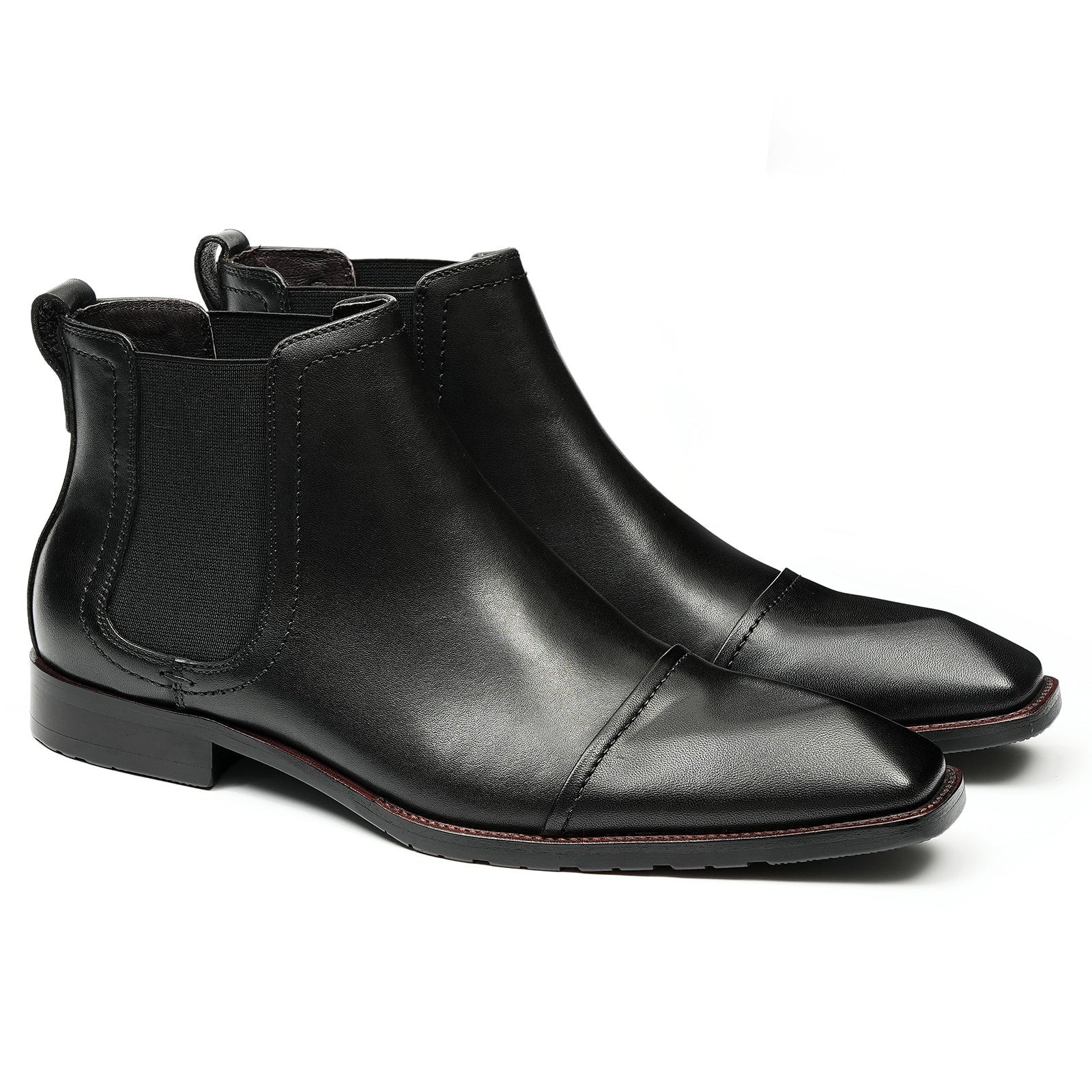 Men's pointed toe Chelsea boots D68895 Black - Divinch