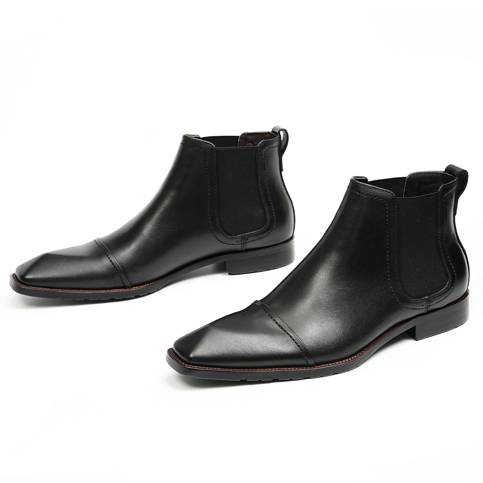 Men's pointed toe Chelsea boots D68895 Black - Divinch