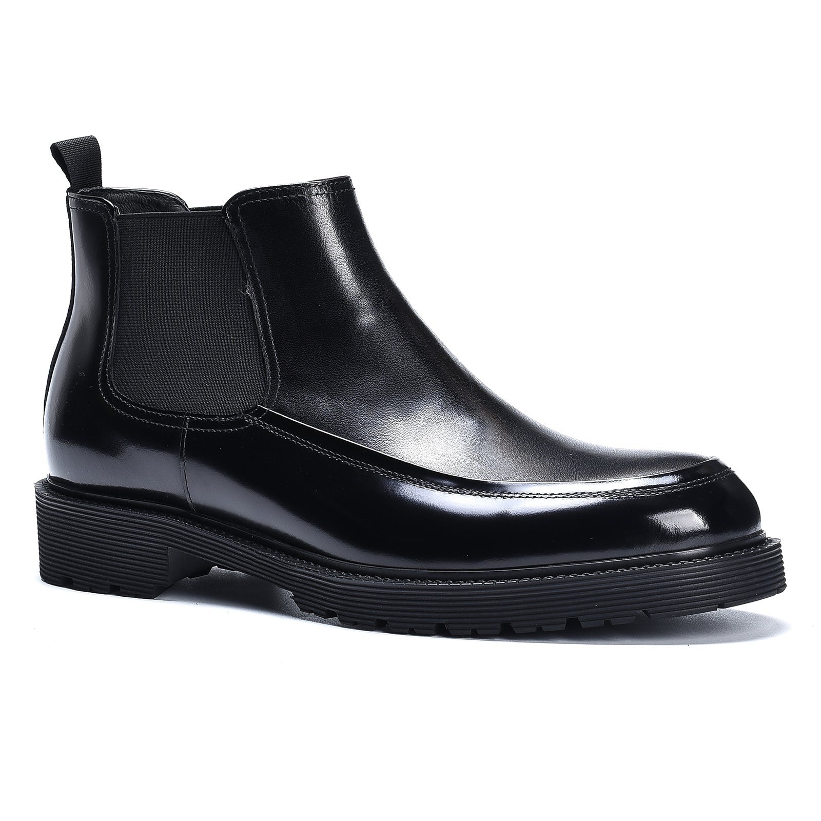 Men's Formal Business Patent Leather Color Block Chelsea Boots Black D21016 - Divinch