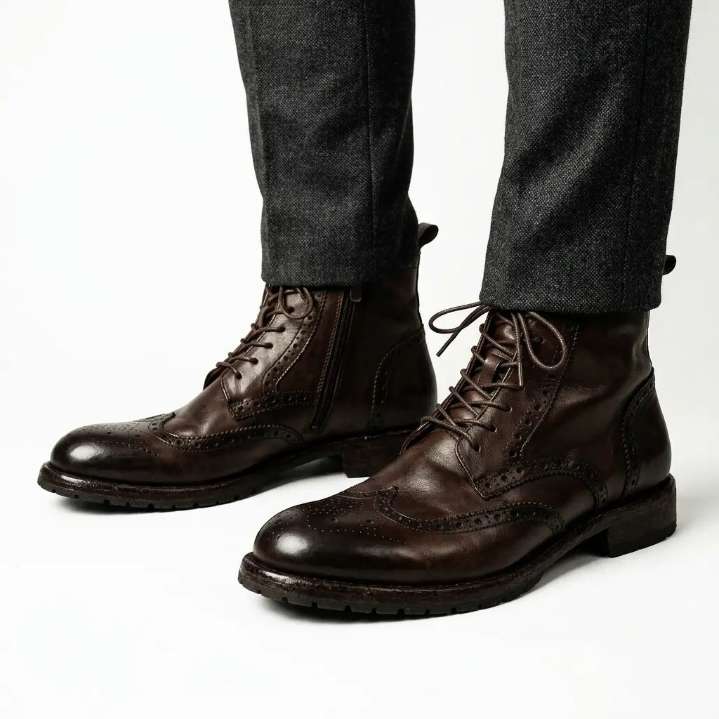 Dark Brown Brogue Combat Boot