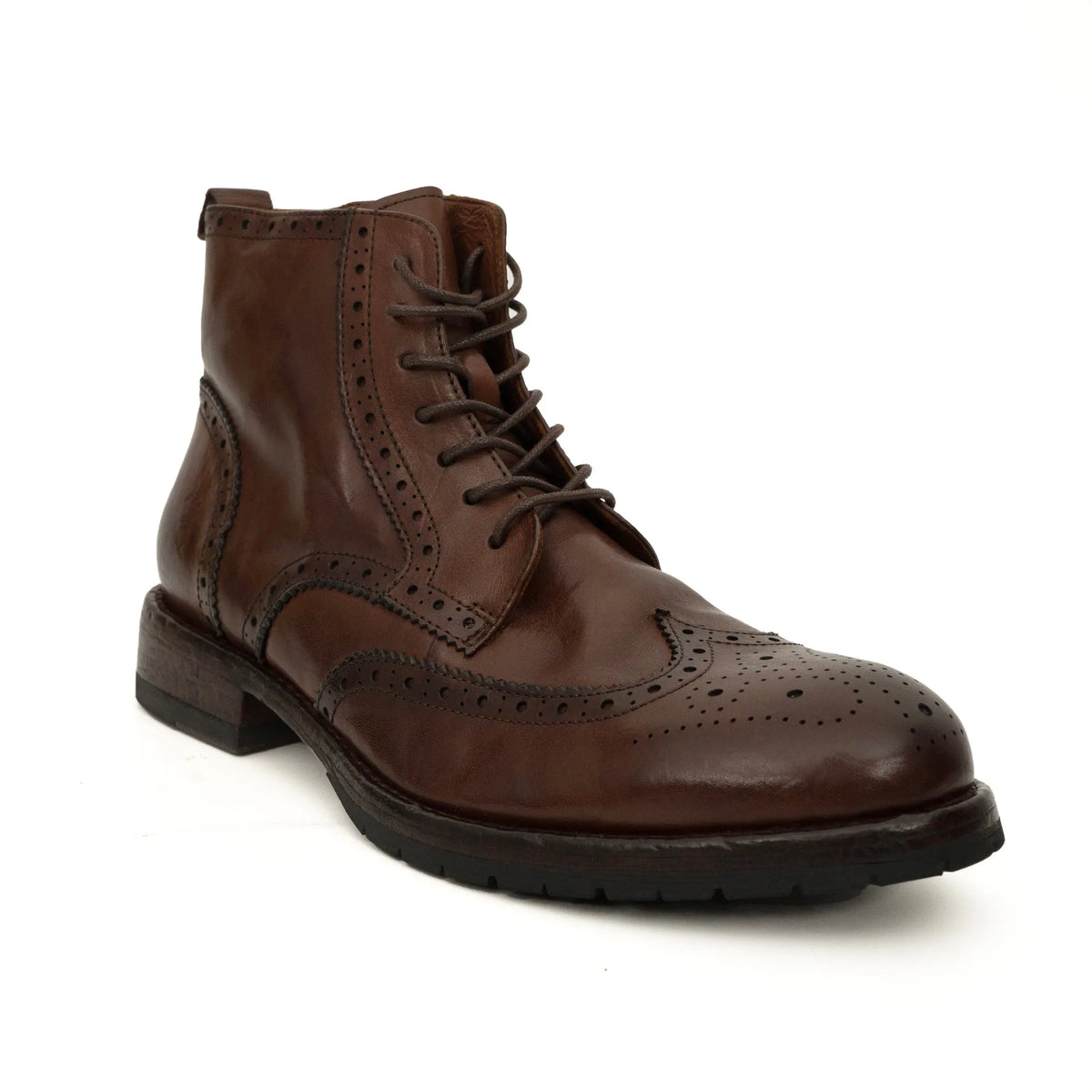 Dark Brown Brogue Combat Boot DIVINCH