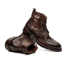 Dark Brown Brogue Combat Boot