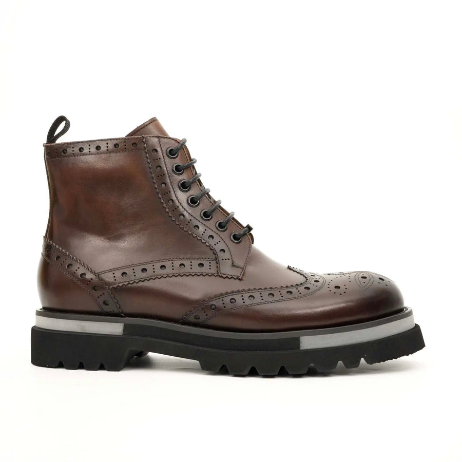 Stivaletti stringati brogue marrone scuro
