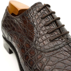 Dark Brown Crocodile Cap-Toe Oxfords DIVINCH