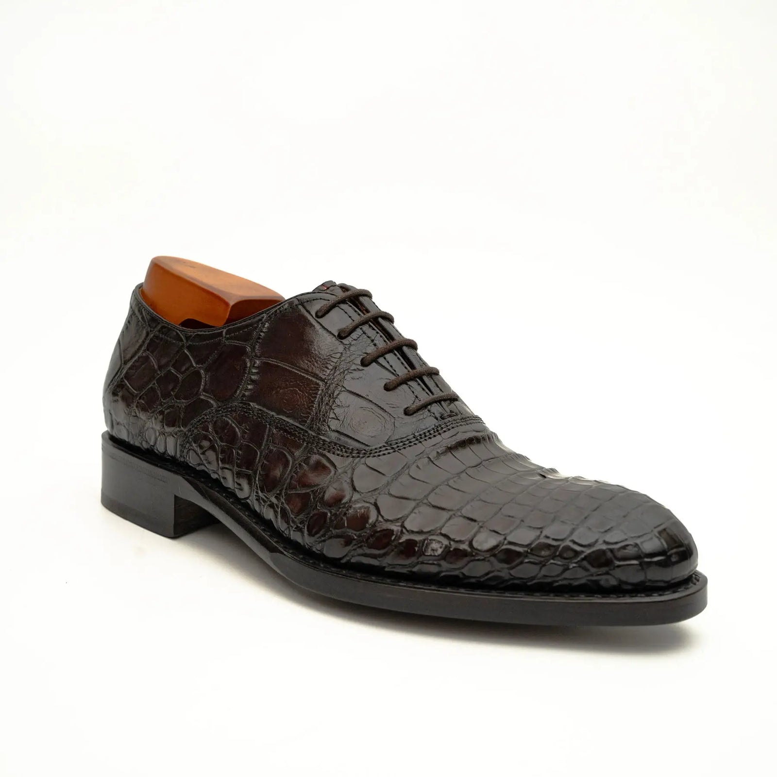 Dark Brown Crocodile Derby Shoe DIVINCH