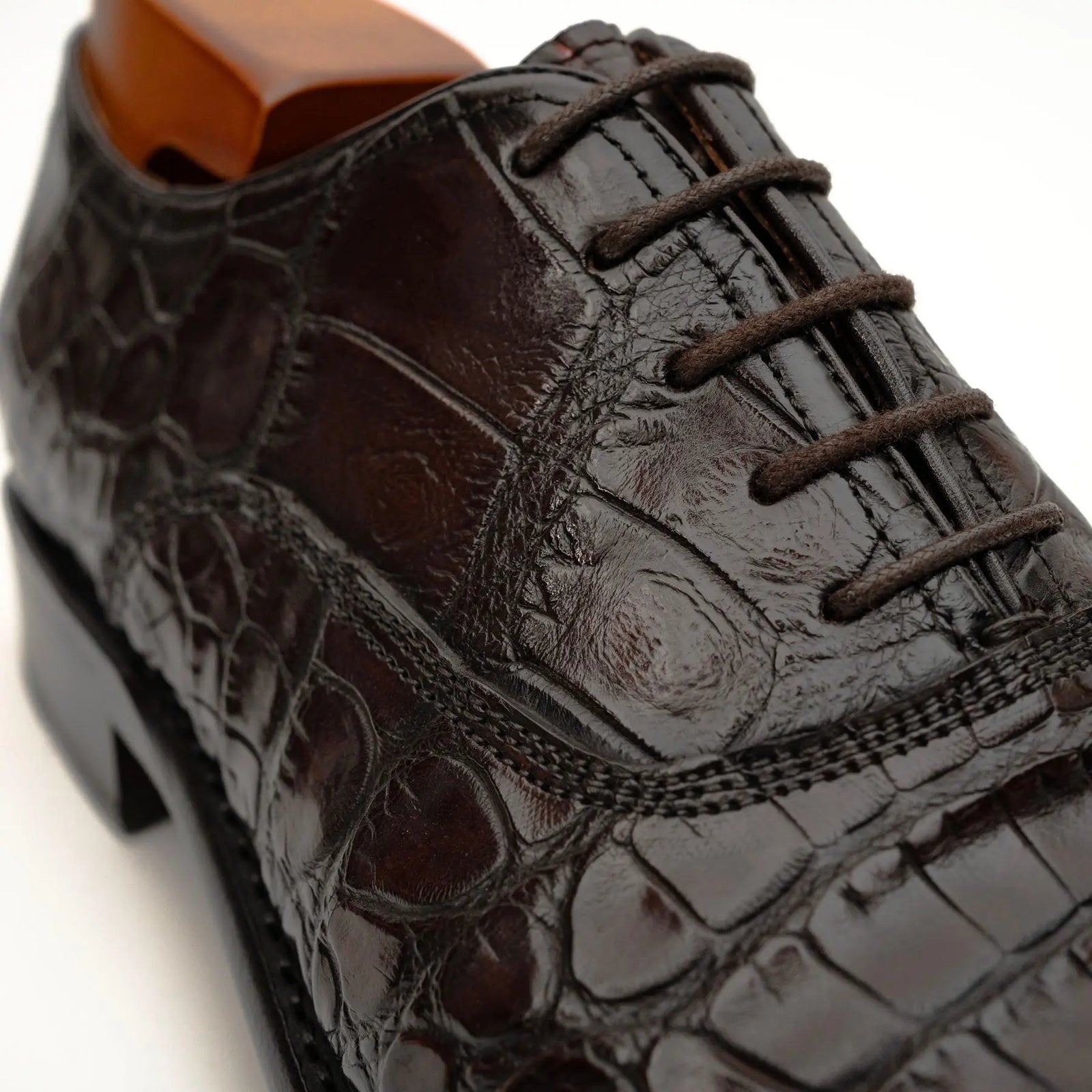 Dark Brown Crocodile Derby Shoe DIVINCH