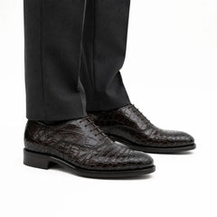 Dark Brown Crocodile Derby Shoe