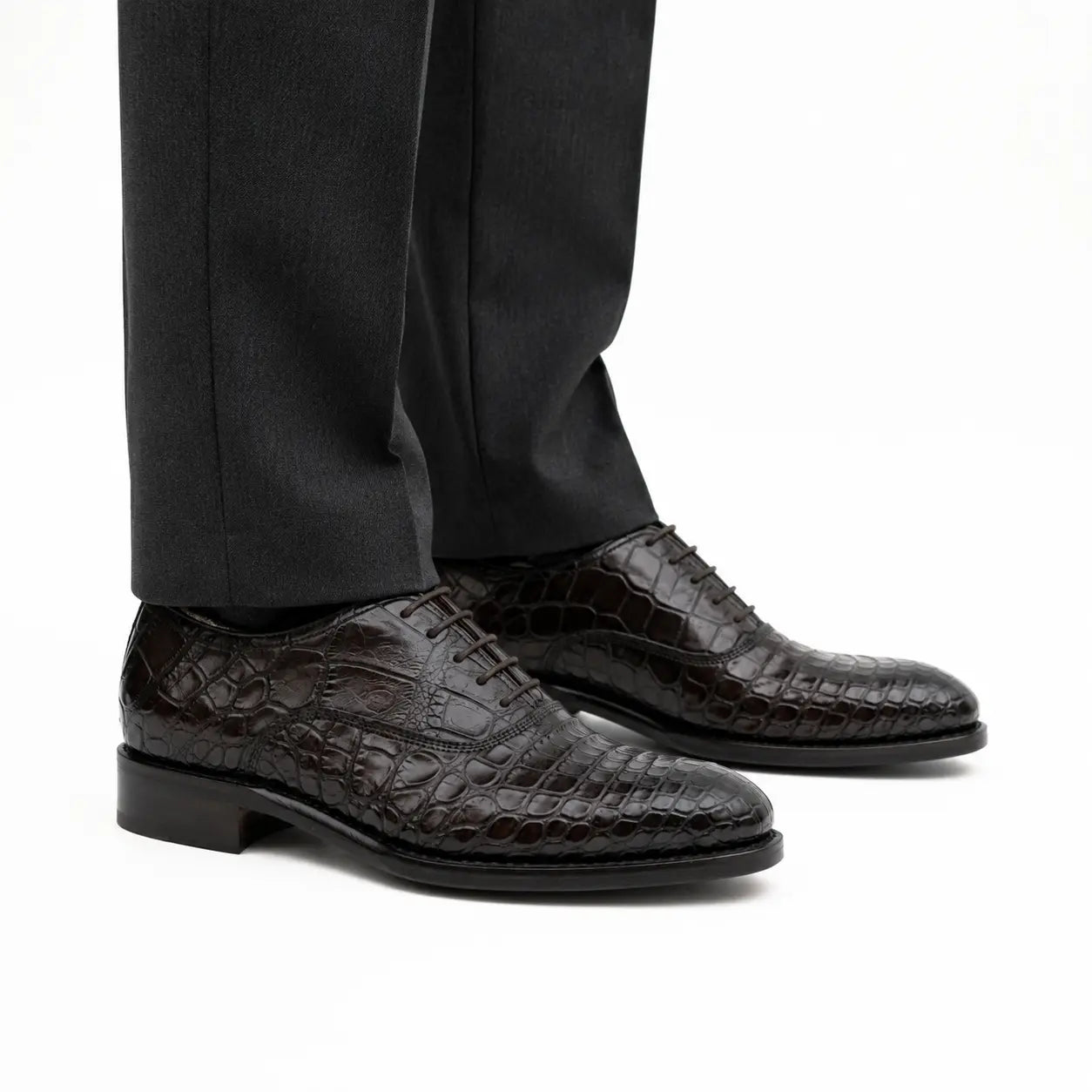 Dark Brown Crocodile Derby Shoe