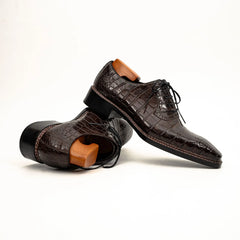 Dark Brown Crocodile Derby Shoes DIVINCH