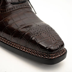 Dark Brown Crocodile Derby Shoes DIVINCH