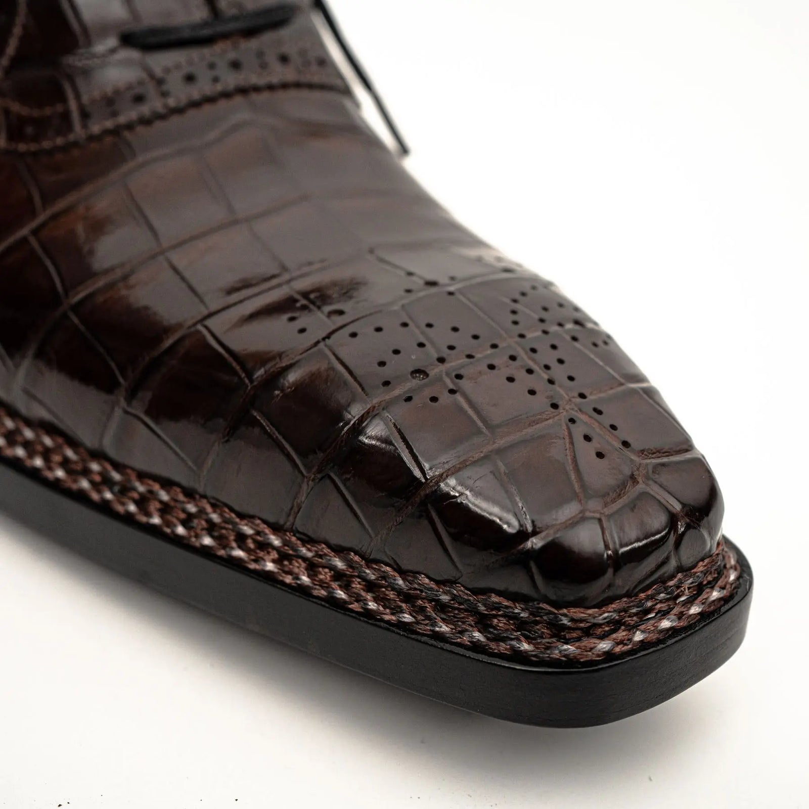 Dark Brown Crocodile Derby Shoes DIVINCH